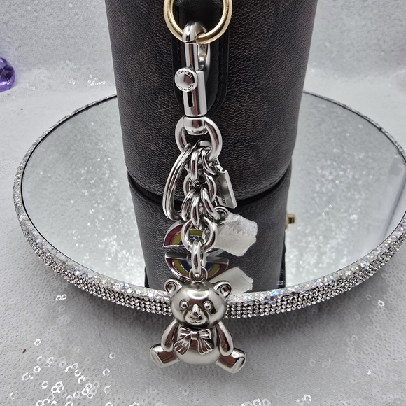 Coach Rainbow Bear Cluster Bag Charm Keychain Silvertone - Picture 6 of 6